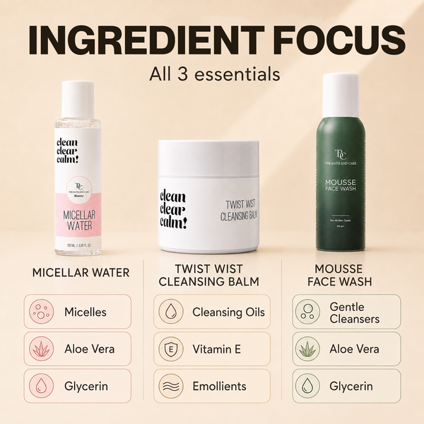 Makeup Remover Balm + Micellar Water + Mousse Face Wash The Bath and Care