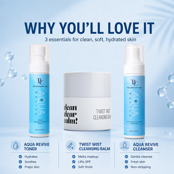 Makeup Remover Balm + Aqua Revive Hydrating Cleanser + Aqua Revive Toner The Bath and Care