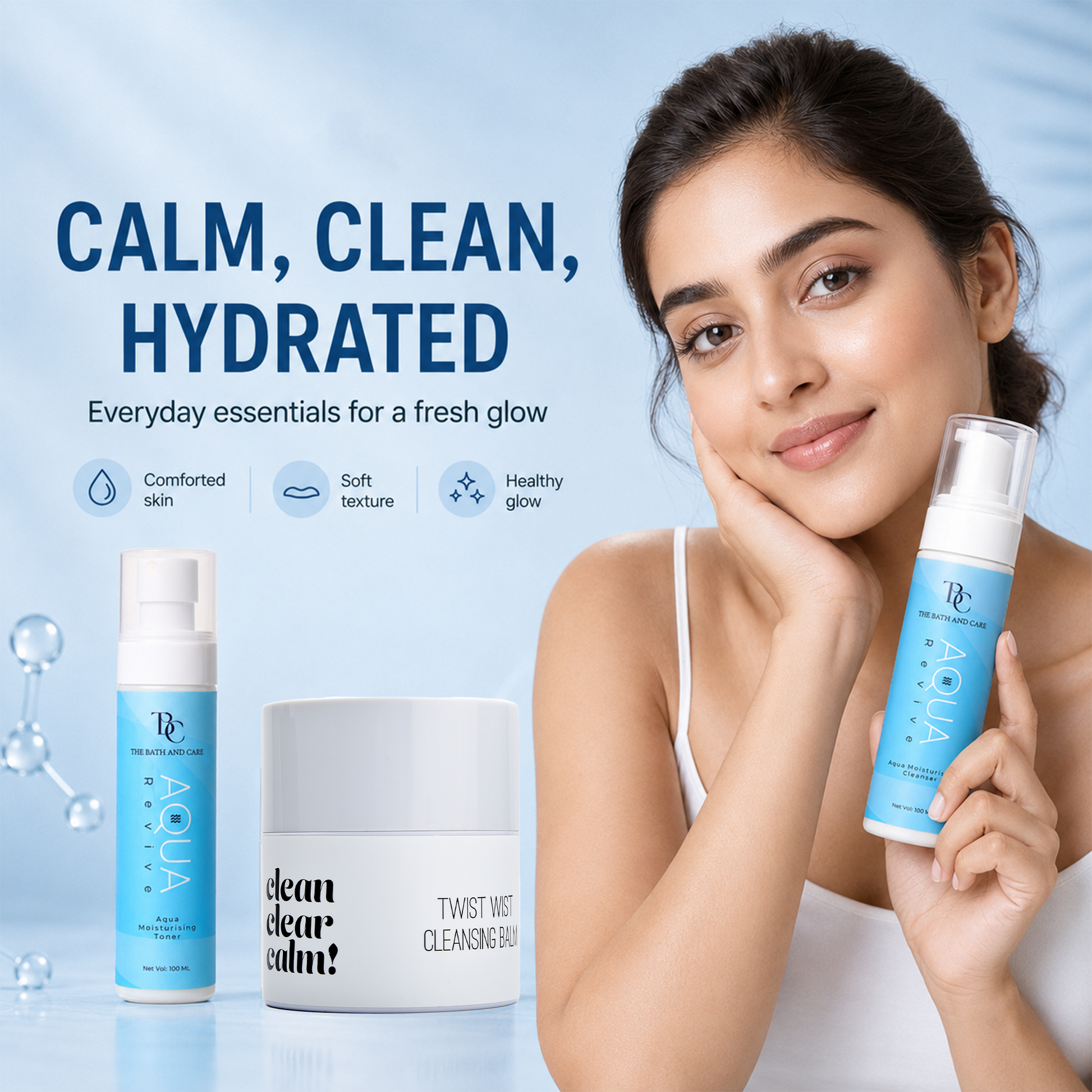 Makeup Remover Balm + Aqua Revive Hydrating Cleanser + Aqua Revive Toner The Bath and Care