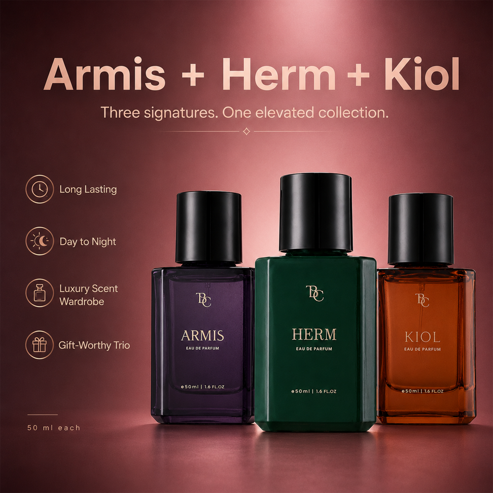 Unisex Icons Perfume Trio – Kiol + Armis + Herm The Bath & Care