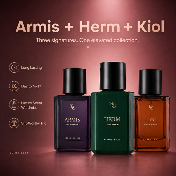 Unisex Icons Perfume Trio – Kiol + Armis + Herm The Bath & Care