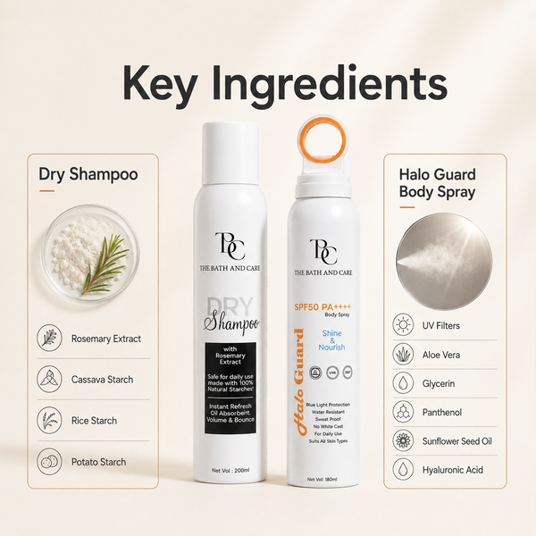 Combo of Dry Shampoo and  Sunscreen Spray The Bath and Care