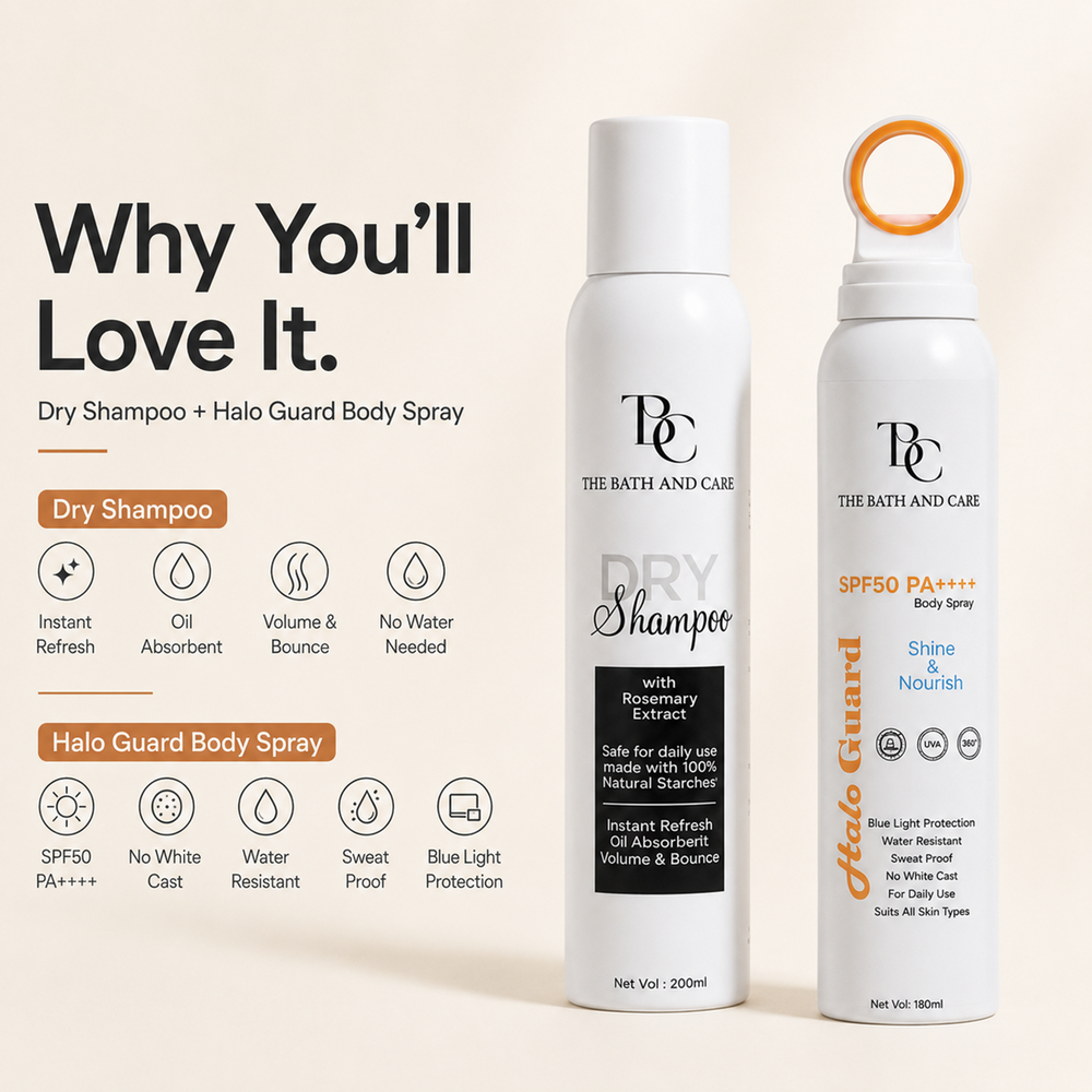 Combo of Dry Shampoo and  Sunscreen Spray The Bath and Care