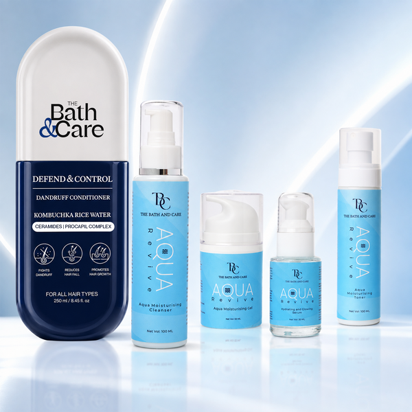 Buy Kombuchka Rice Water Defend & Control Anti-Dandruff Conditioner + Get Aqua Revive Skincare Range FREE | Flaky Scalp Care & Hydrating Skin Care Bundle The Bath and Care