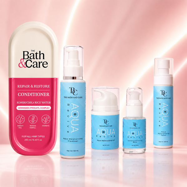 Buy Kombuchka Rice Water Repair & Restore Conditioner for Dry, Damaged & Frizzy Hair + Get Aqua Revive Skincare Range FREE | Hair Repair & Hydrating Skin Care Bundle The Bath and Care