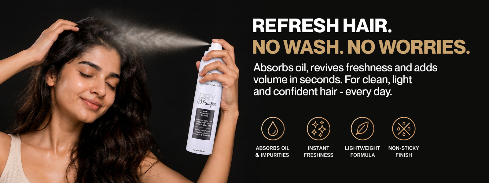 Rosemary Waterless Dry Shampoo for Oily Scalp & Instant Refresh | 200ml