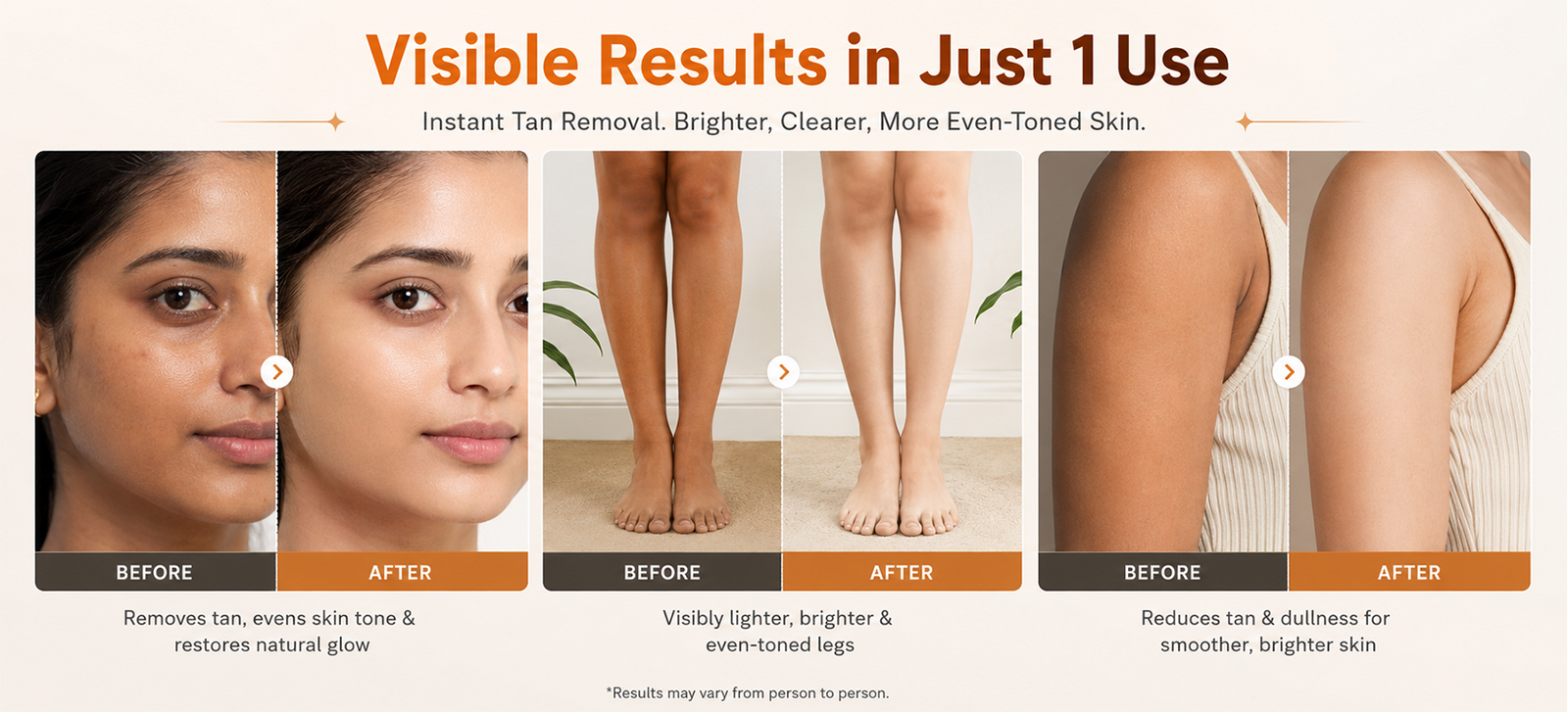Instant Tan Removal Cream – Bath & Care Body & Face Polish | Kojic Acid, Glutathione & Hydrogen Peroxide, Reduces Tan under 20 Minutes (125g)