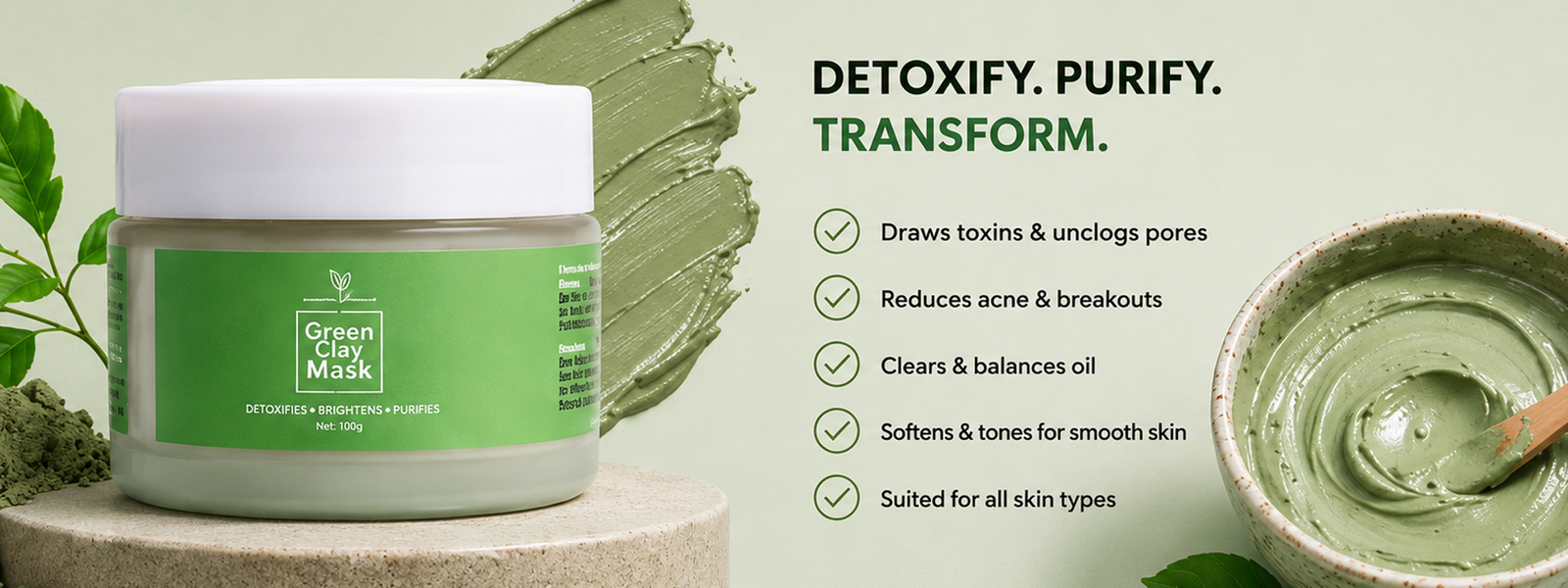 Clear Earth Glow Green Clay Anti-Acne Face Mask