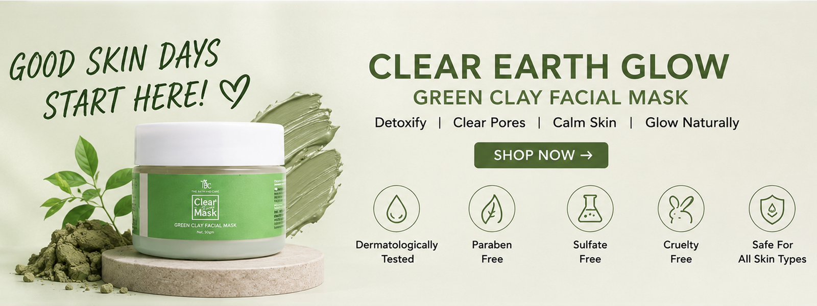 Clear Earth Glow Green Clay Anti-Acne Face Mask