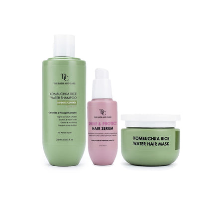 KOMBUCHKA RICE WATER - DEFEND AND CONTROL Hair Shampoo + Hair Serum + Hair Mask The Bath and Care