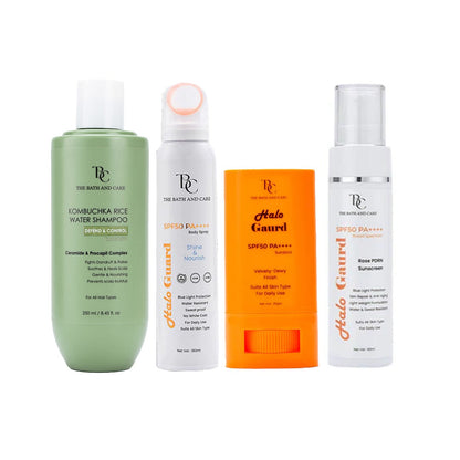 Combo of Defend and Control Shampoo + Halo Guard Sunspray + Sunscreen + Sunstick The Bath and Care