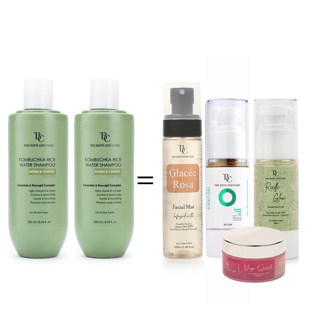 Buy 2 Green Shampoo and Get Collagen Toner + Acne Away Gel + Yoga Quench + Reedle Scrub Free (Copy) The Bath and Care