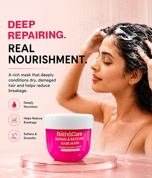 Rice Water Hair Mask for Dry, Damaged & Frizzy Hair – Repairs, Strengthens, Smooths & Hydrates | Kombuchka Repair & Restore