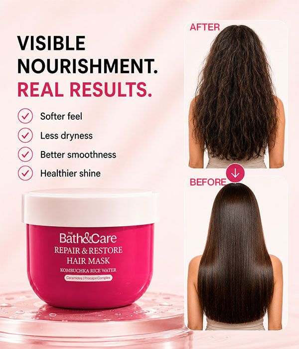Rice Water Hair Mask for Dry, Damaged & Frizzy Hair – Repairs, Strengthens, Smooths & Hydrates | Kombuchka Repair & Restore