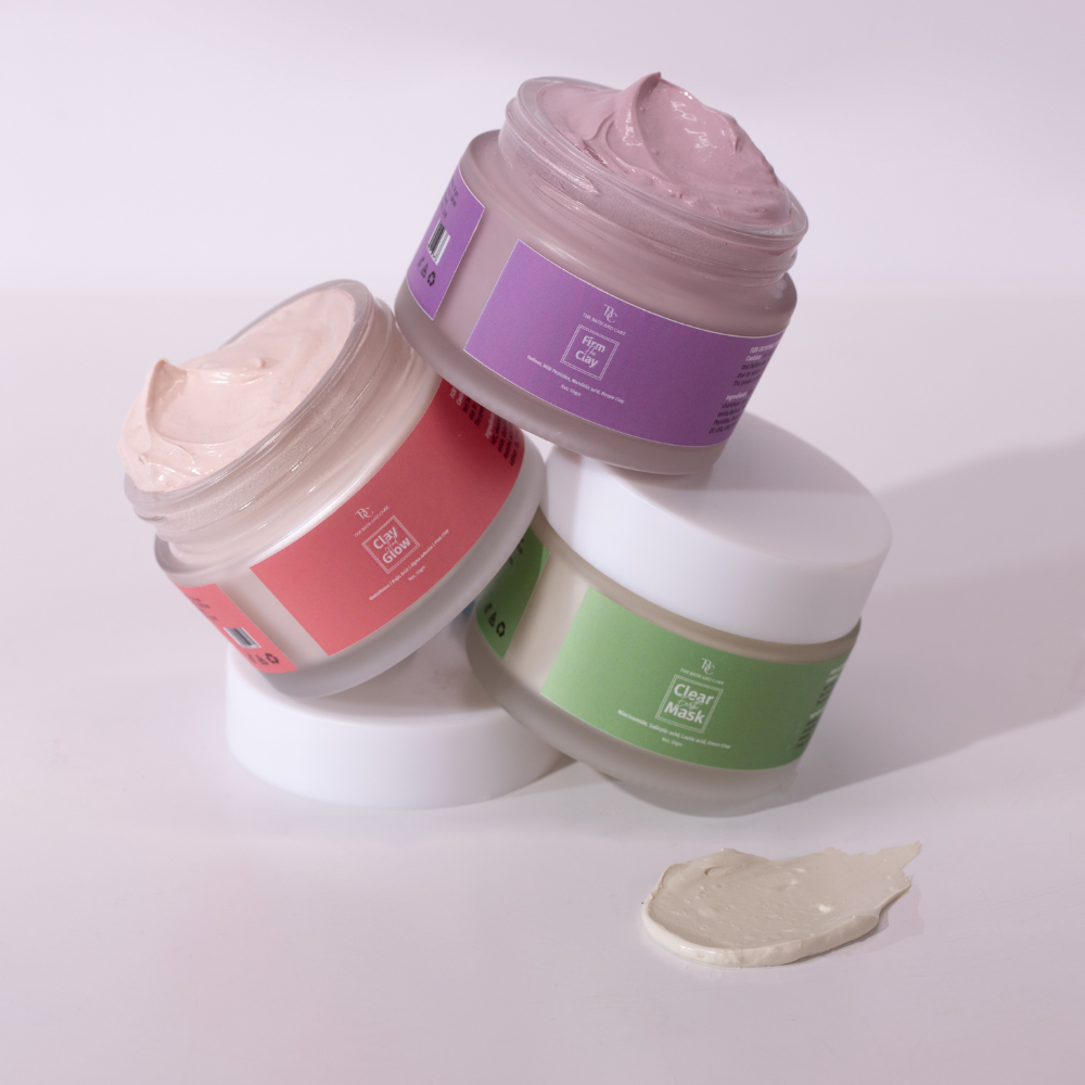 Pack of Pink Clay, Green Clay & Purple Clay Mask The Bath and Care
