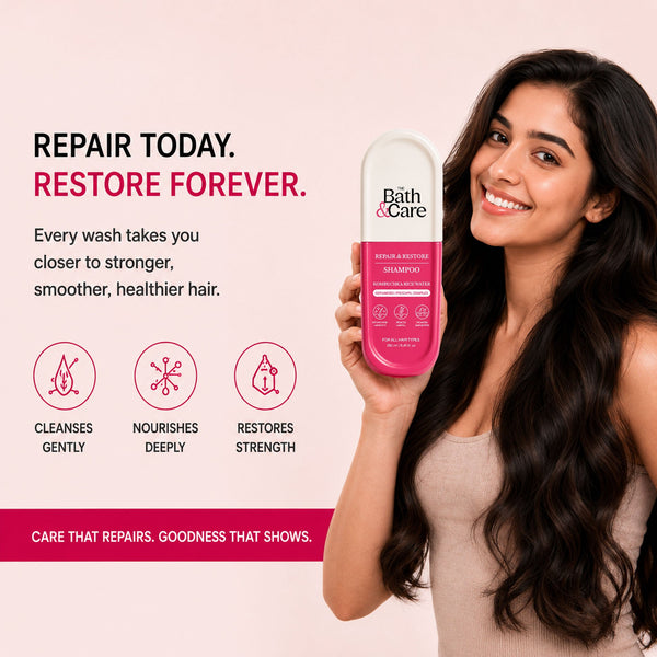Kombuchka Rice Water Repair & Restore Shampoo Pack of 2 for Dry, Damaged & Frizzy Hair + Needle Glow for Radiant Skin & Blend Up Hair Root Powder FREE The Bath and Care