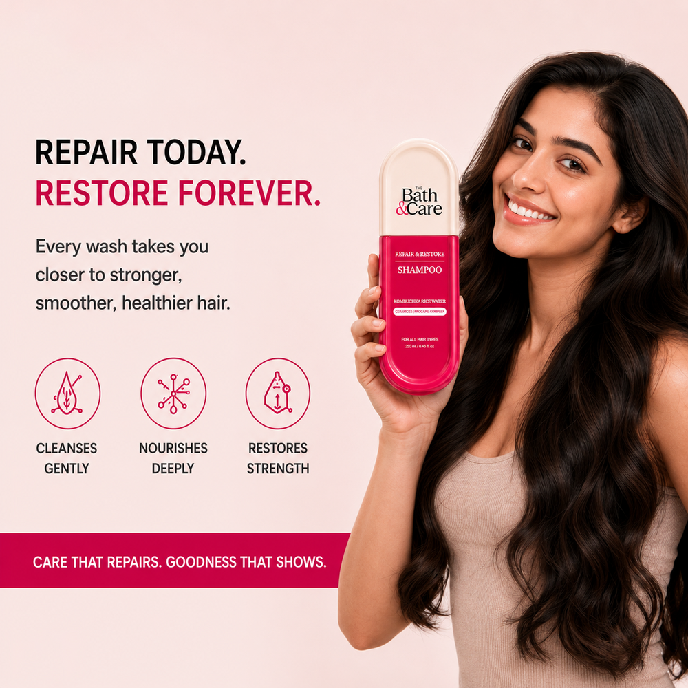 Kombuchka Rice Water Repair & Restore Shampoo Pack of 2 + D-Tan Kit FREE | Strengthening, Hydrating Hair & De-Tan Skin Care Bundle The Bath and Care
