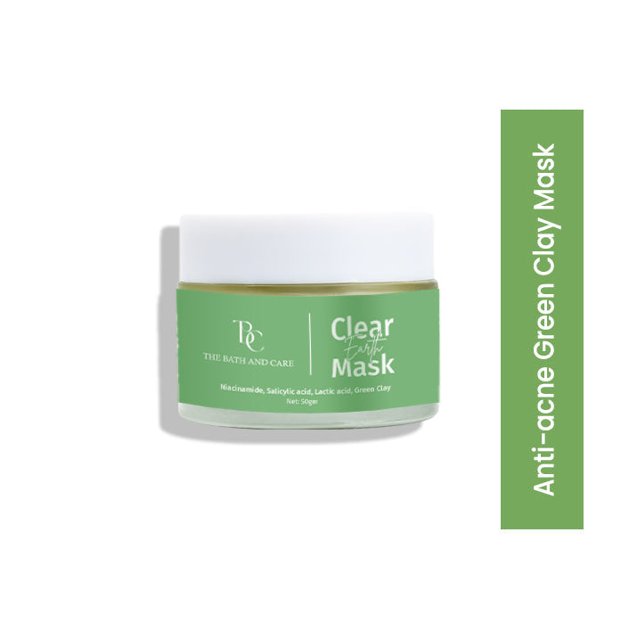 Clear Earth Glow -Green Clay Facial Mask for Anti Acne, Glow, Oil Balance & Gentle Detox for All Skin Types The Bath and Care