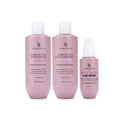 KOMBUCHKA RICE WATER REPAIR & RESTORE Hair Shampoo + Conditioner + Serum The Bath and Care