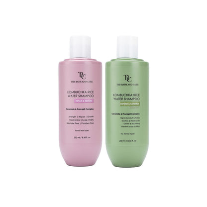 KOMBUCHKA RICE WATER REPAIR & RESTORE Hair Shampoo + DEFEND AND CONTROL Hair Shampoo The Bath and Care