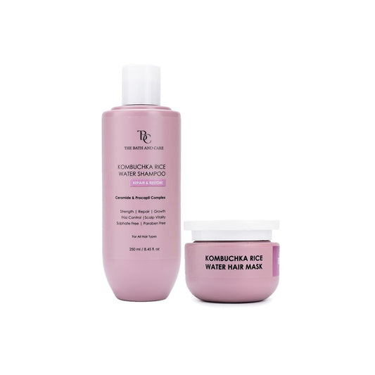 KOMBUCHKA RICE WATER REPAIR & RESTORE Hair Shampoo + Mask The Bath and Care