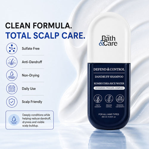 Kombuchka Rice Water Shampoo - Defend and Control Hair Shampoo for Dandruff, Flaky Scalp & Frizz Control, Biotin & Oryza Sativa Rice Extracts The Bath and Care