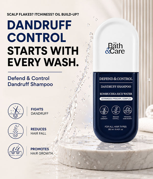 Rice Water Anti-Dandruff Shampoo for Dandruff, Flaky & Oily Scalp, Frizz Control and Stronger Hair with Biotin | Kombuchka Defend & Control