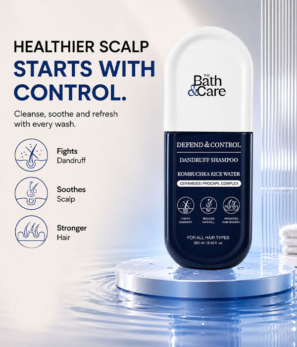 Rice Water Anti-Dandruff Shampoo for Dandruff, Flaky & Oily Scalp, Frizz Control and Stronger Hair with Biotin | Kombuchka Defend & Control