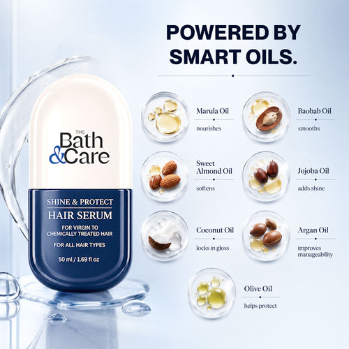 Shine and Protect Hair Serum for Frizz-free, Smooth and Silky Hair and Dandruff Hair The Bath and Care