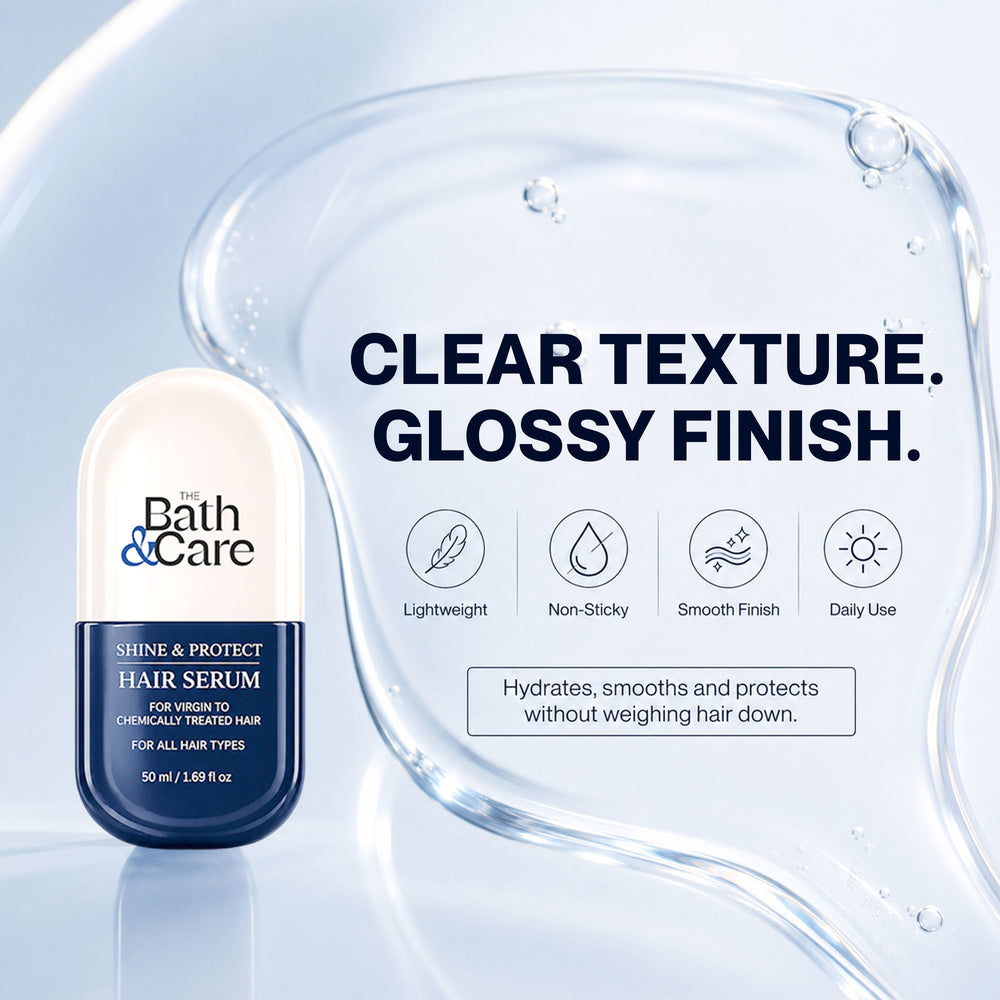 Shine and Protect Hair Serum for Frizz-free, Smooth and Silky Hair and Dandruff Hair The Bath and Care