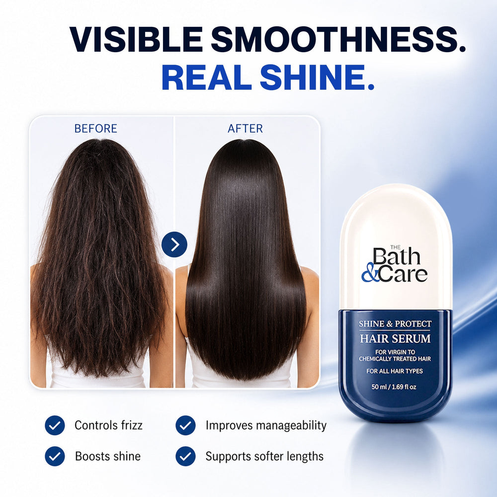 Shine and Protect Hair Serum for Frizz-free, Smooth and Silky Hair and Dandruff Hair The Bath and Care