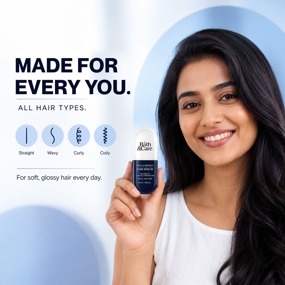 Shine and Protect Hair Serum for Frizz-free, Smooth and Silky Hair and Dandruff Hair The Bath and Care