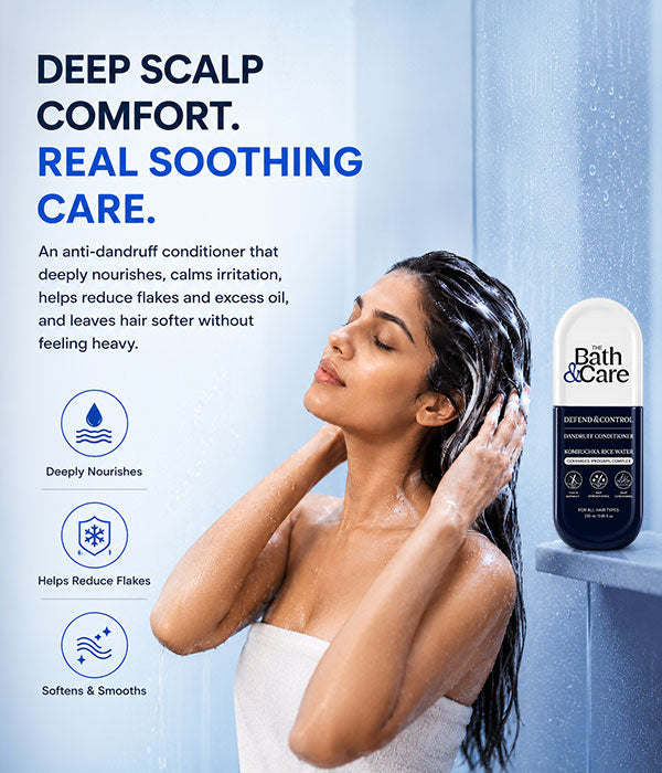 Kombuchka Rice Water Anti-Dandruff Conditioner – Defend & Control for Flaky, Oily Scalp, Helps Reduce Dandruff, Scalp Flakes & Excess Oil