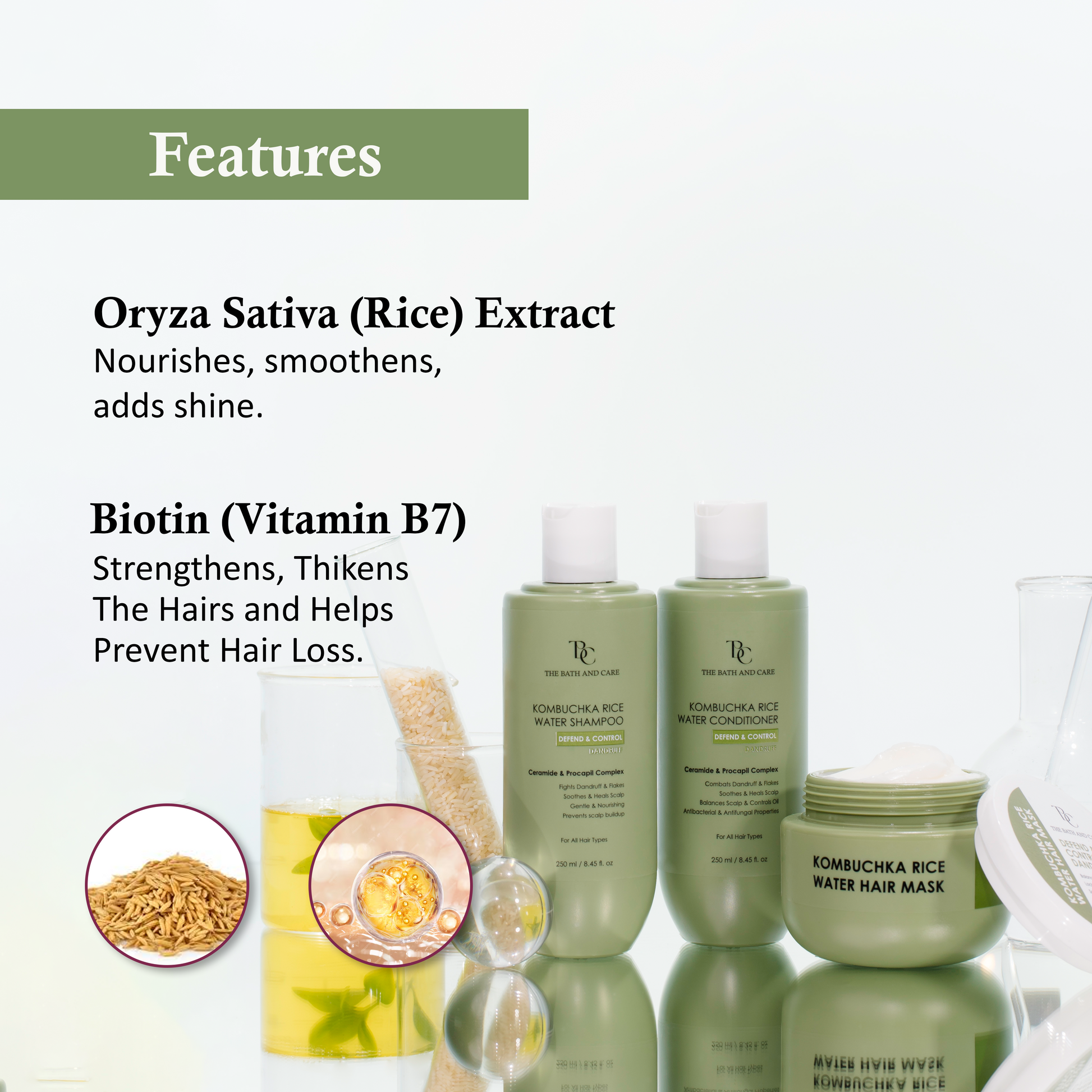 KOMBUCHKA RICE WATER HAIR MASK - DEFEND AND CONTROL The Bath and Care