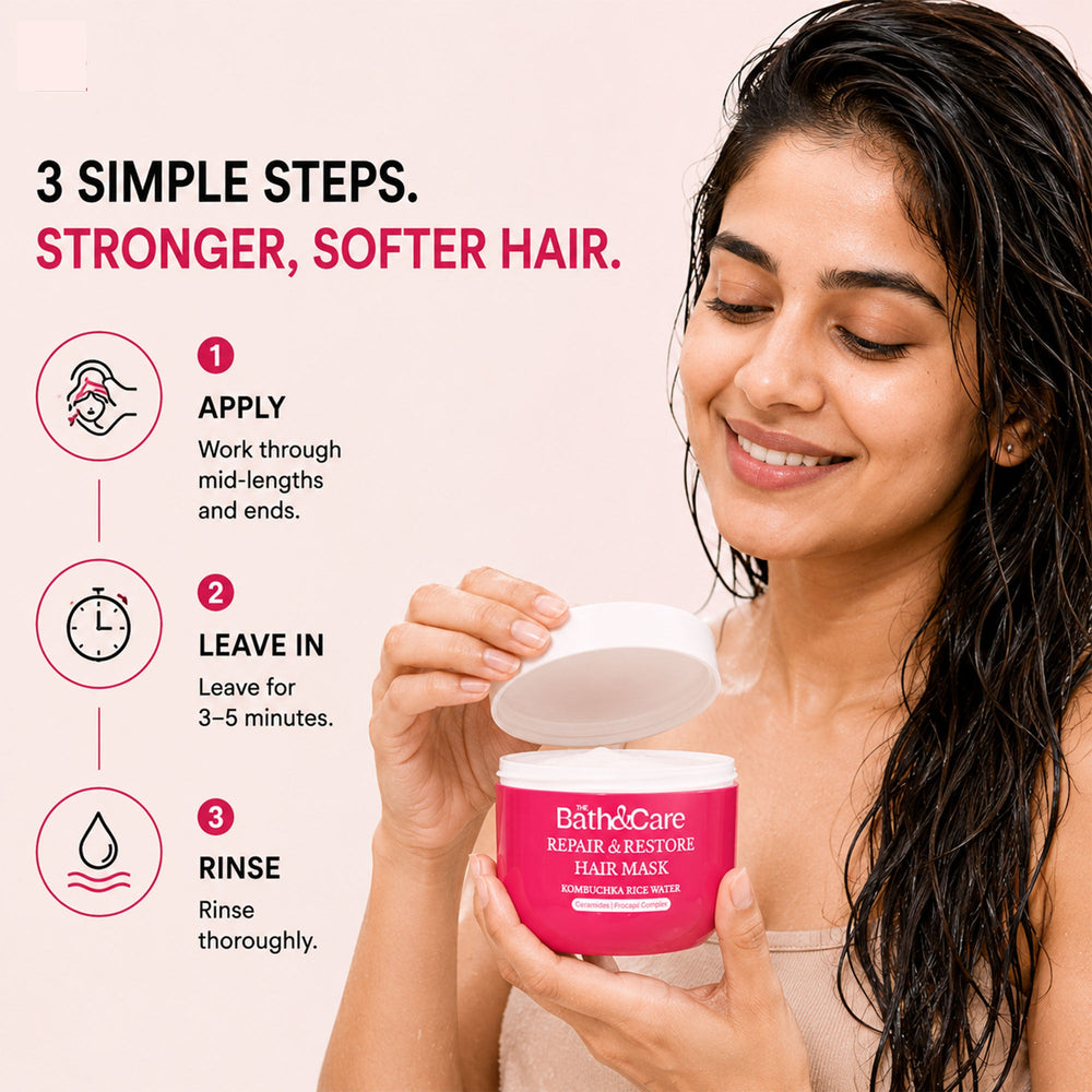 Buy Kombuchka Rice Water Repair & Restore Hair Mask for Dry, Damaged & Frizzy Hair + Get Aqua Revive Skincare Range FREE | Deep Repair & Hydrating Skin Care Bundle The Bath and Care