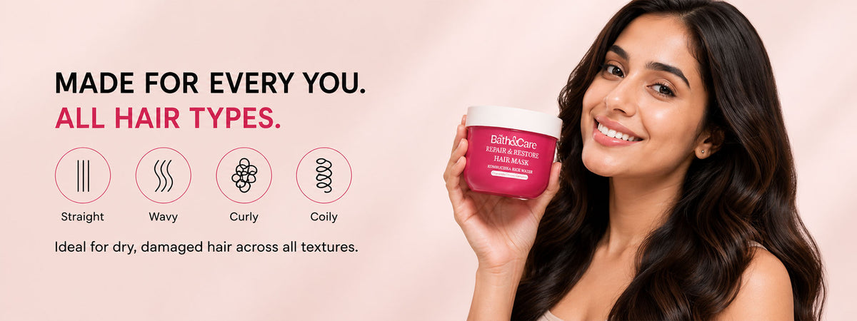 Rice Water Hair Mask for Dry, Damaged & Frizzy Hair – Repairs, Strengthens, Smooths & Hydrates | Kombuchka Repair & Restore