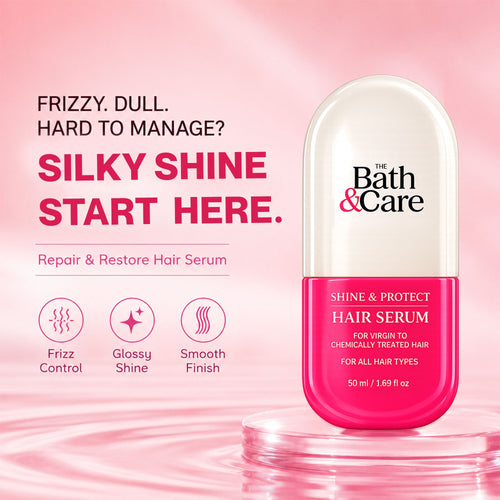 Shine and Protect Hair Serum for Frizz-free, Smooth and Silky Hair The Bath and Care