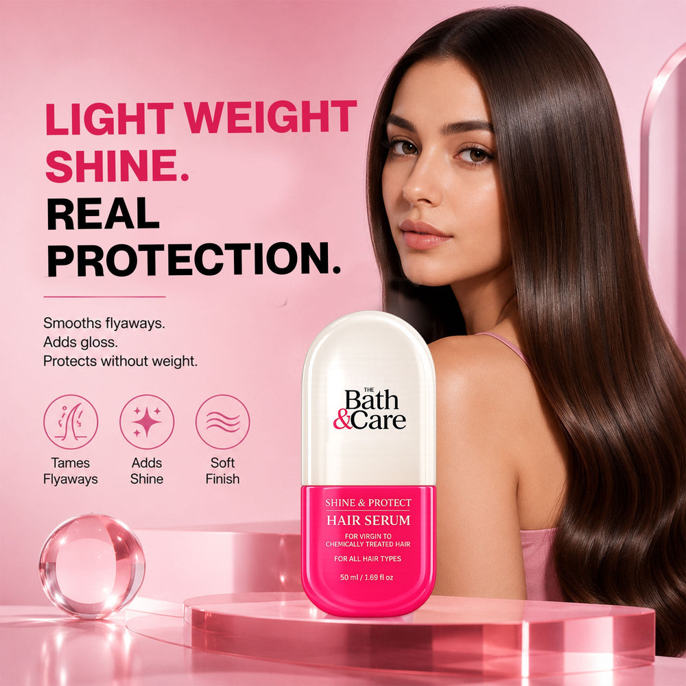 Shine and Protect Hair Serum for Frizz-free, Smooth and Silky Hair The Bath and Care
