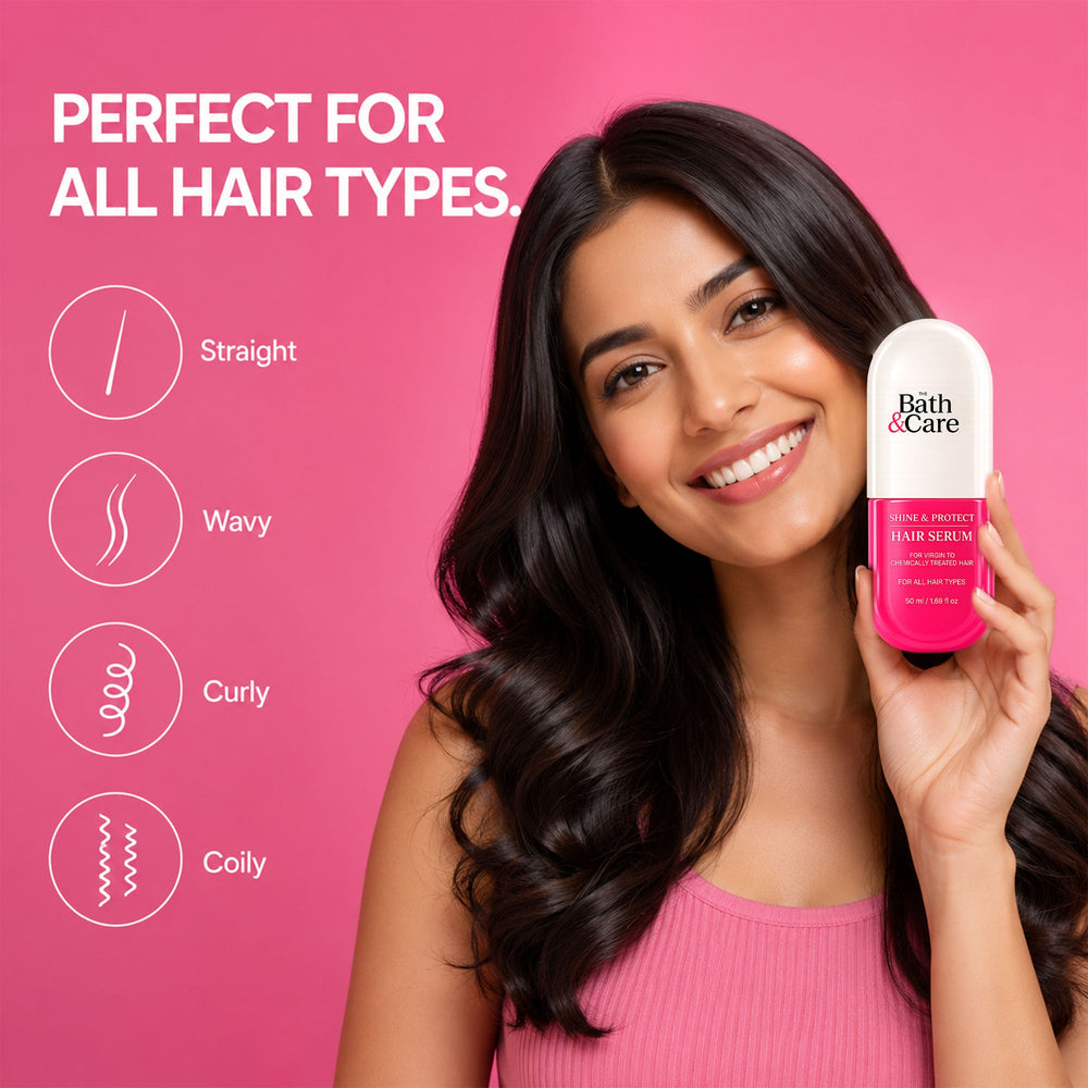 Shine and Protect Hair Serum for Frizz-free, Smooth and Silky Hair The Bath and Care
