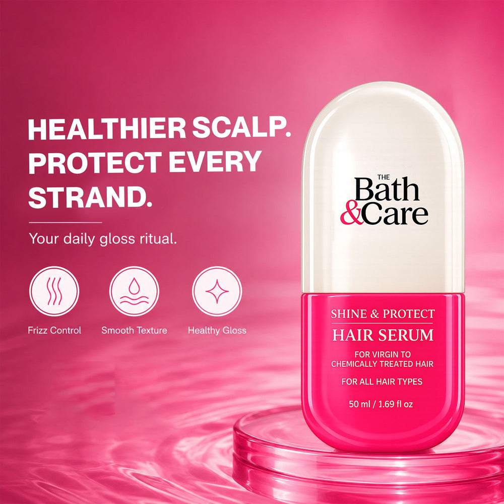 Shine and Protect Hair Serum for Frizz-free, Smooth and Silky Hair The Bath and Care