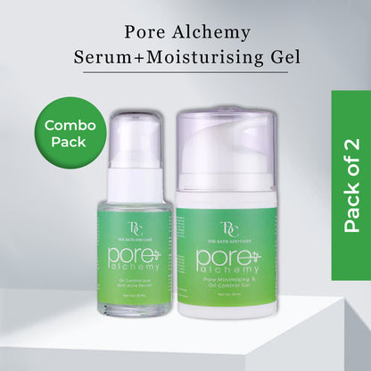 Combo of Pore Alchemy Oil Control And Anti Acne Serum & Pore Minimising And Oil Control Gel The Bath and Care