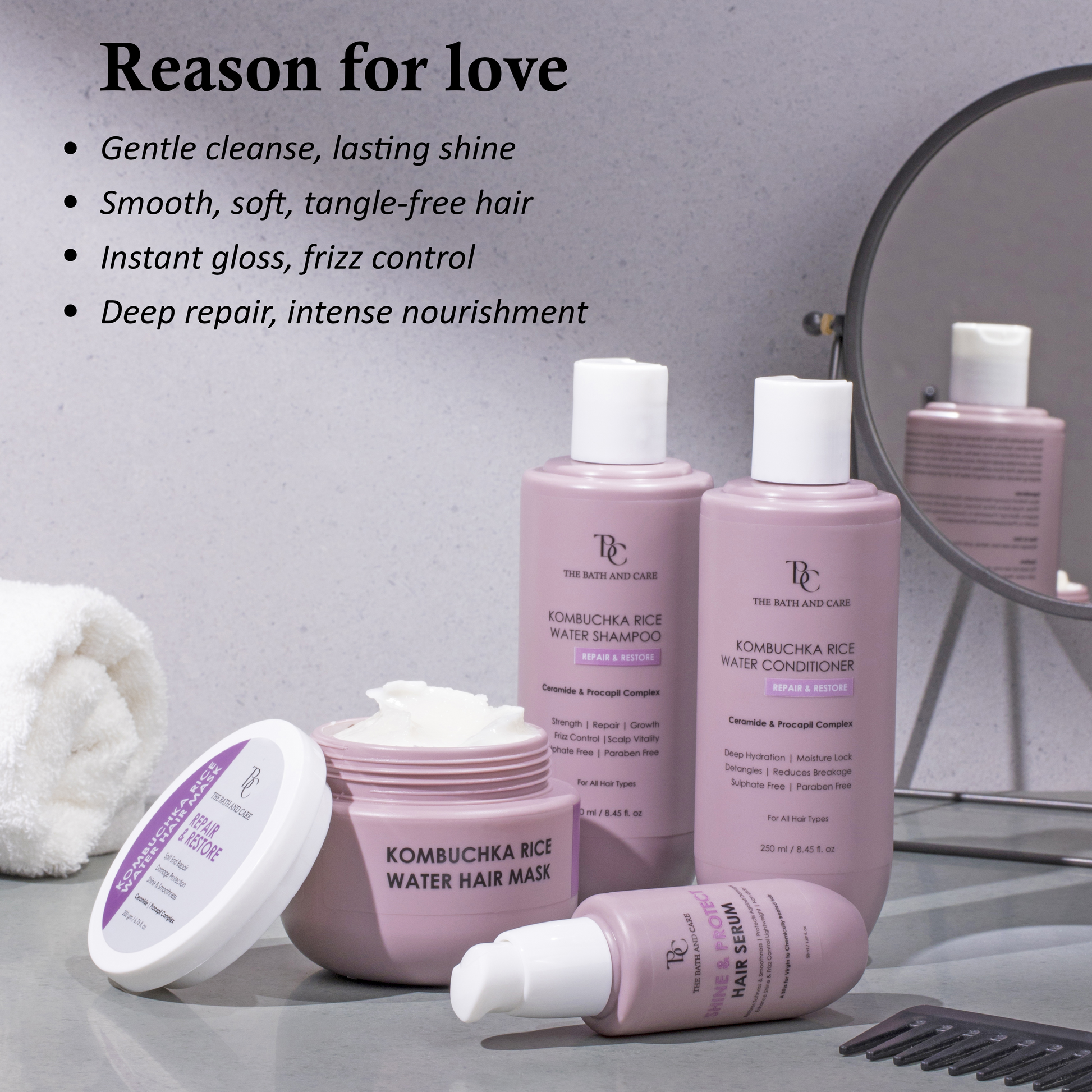 KOMBUCHKA RICE WATER HAIR MASK – REPAIR & RESTORE The Bath and Care