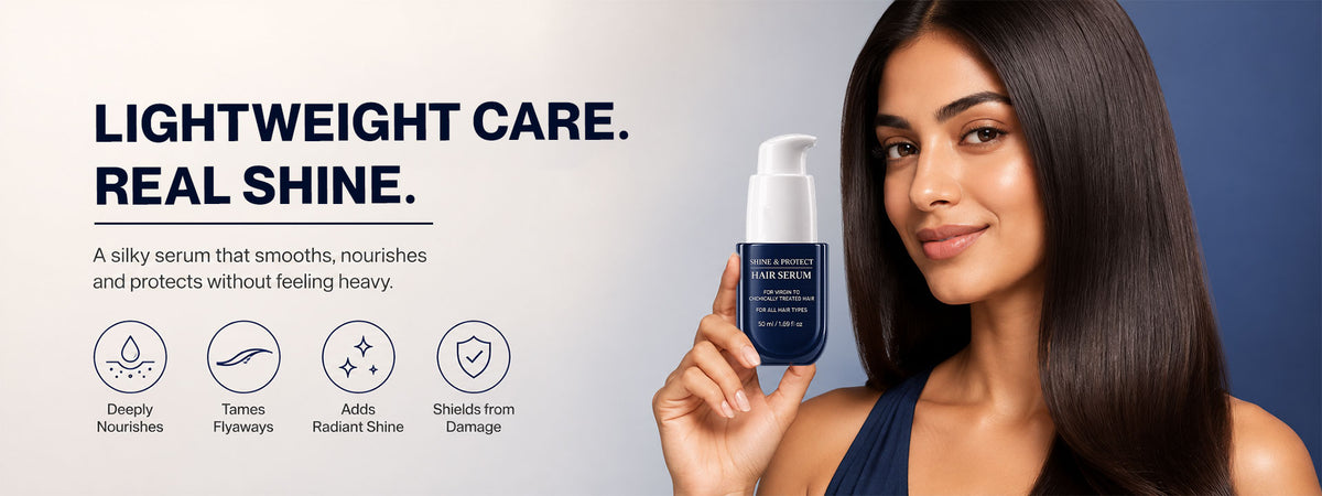 Shine & Protect Hair Serum for Frizzy, Dandruff-Prone Hair – Smooths, Adds Shine, Controls Frizz & Leaves Hair Silky