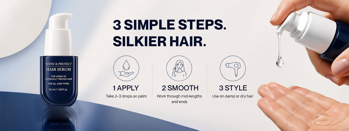 Shine & Protect Hair Serum for Frizzy, Dandruff-Prone Hair – Smooths, Adds Shine, Controls Frizz & Leaves Hair Silky
